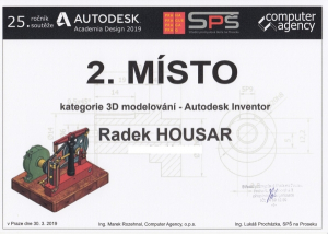 Studenti oboru Strojírenství uspěli na celostátní soutěži Autodesk Academia Design 2019